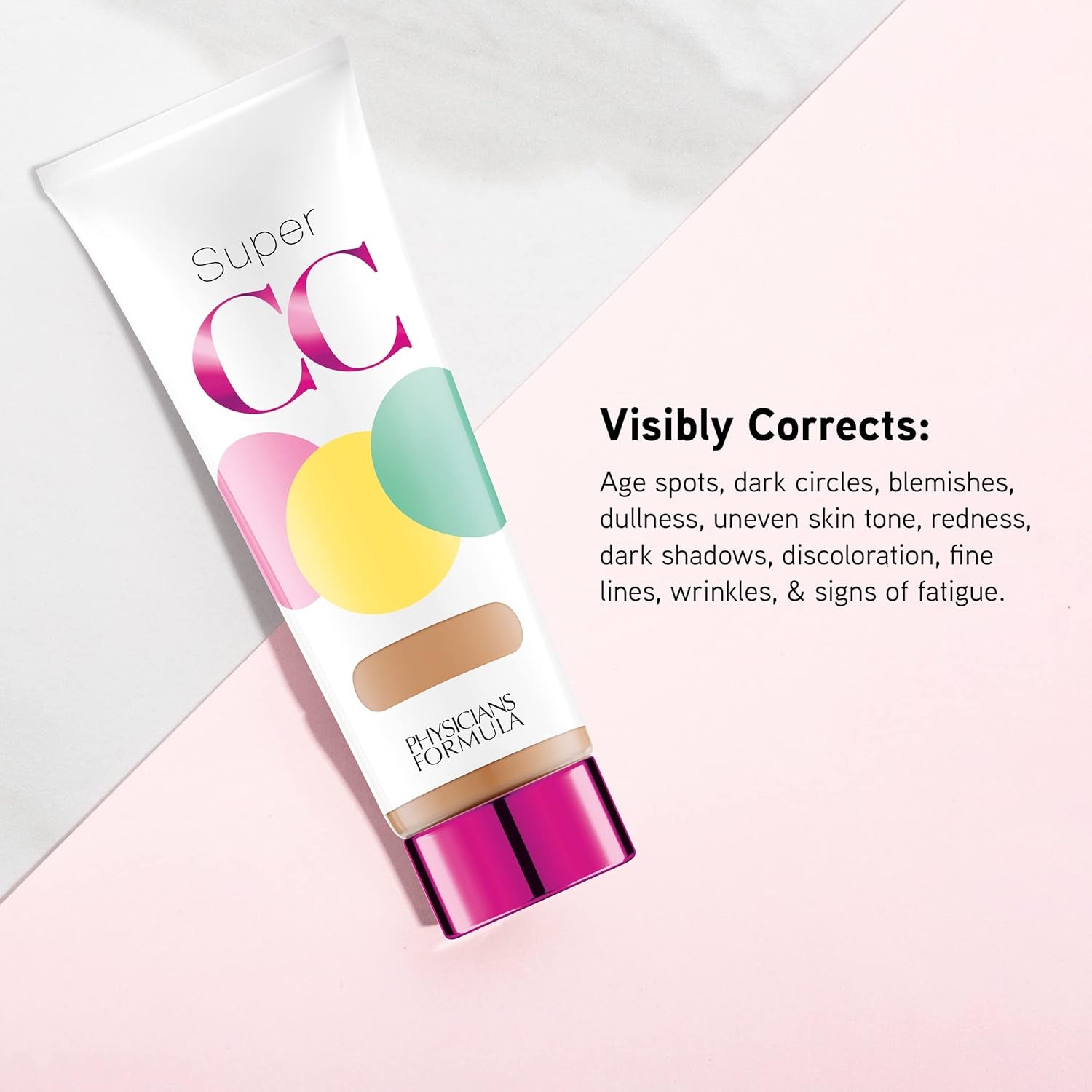 Super CC+ Cream Color-Correction + Care Cream Full Coverage Foundation, anti Aging Hydrating Serum, for Uneven Skin Tone, Dermatologist Approved, Light